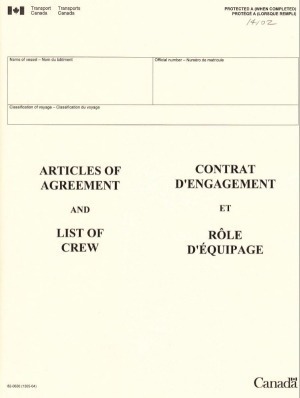 Transport Canada Articles of Agreement and List of Crew