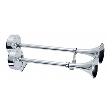 Ongaro 10028 Deluxe All Stainless Steel Dual Trumpet 12 Volt