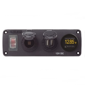 Blue Sea Systems BelowDeck Panel 12VDC/2-USB/Voltmeter