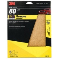 3M Dry Sandpaper 80 Grit 5 Pack